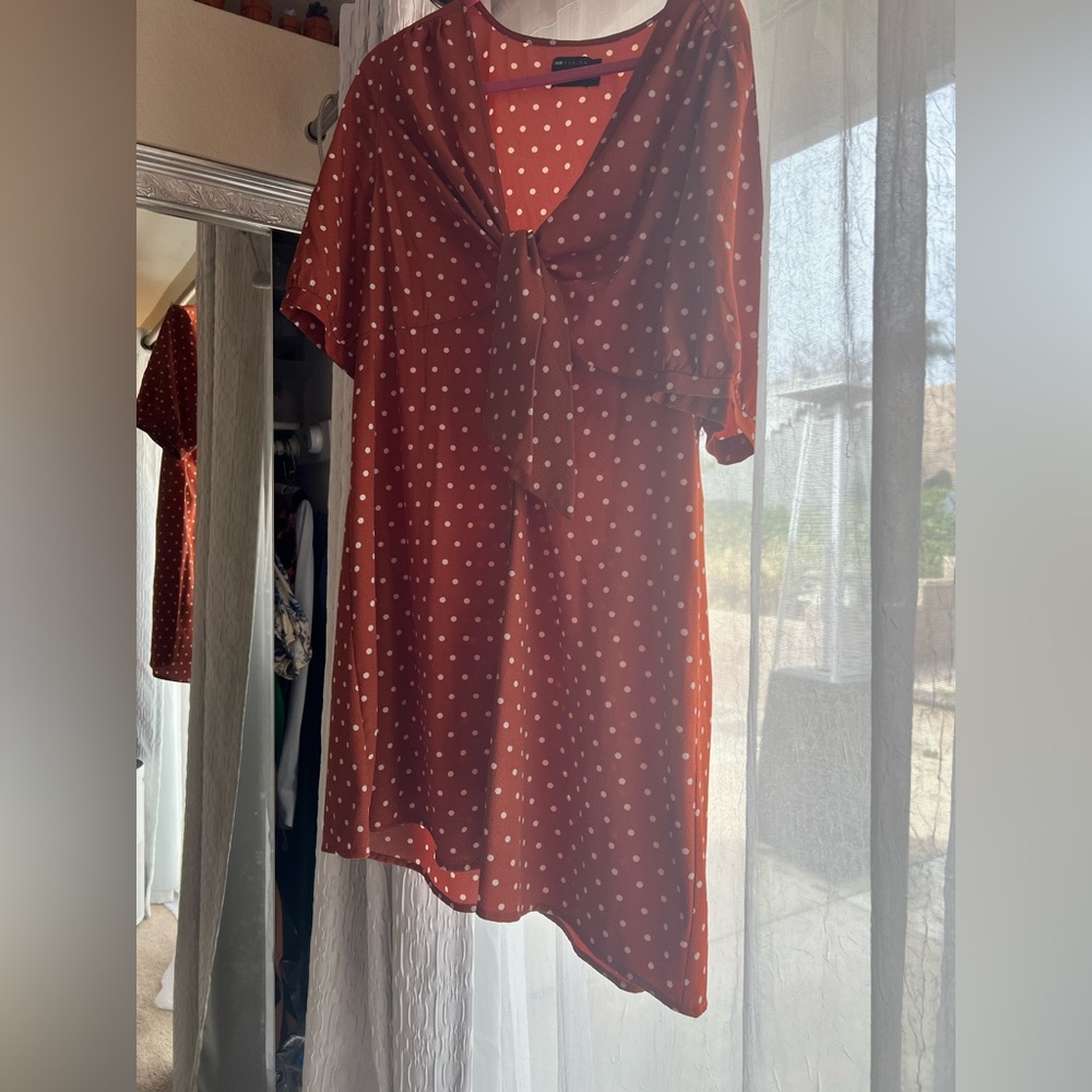 ASOS Rust Polka Dot Midi Dress